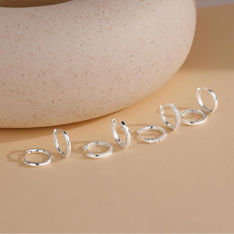 Poxtex Small Gold Huggie Hoop Earrings Set for Women Men Hypoallergenic 14K Plated Stack Cartilage Earrings, Multiple Piercing Lightweight Mini Thin Cute Dainty Trendy Jewelry Set Christmas Gifts for Women - Image 4